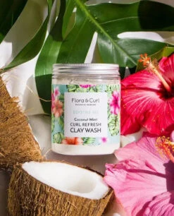 Soin à L'Argile Cheveux Coconut Mint Curl Refresh Clay Wash - Flora & Curl -Invisibobble® Magasin flora and curl Coconut Mint Curl Refresh Clay Wash masque cheveux