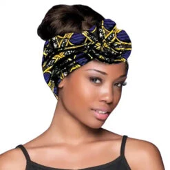 Foulard De Tête Wrap Cheveux Imprimé Bleu - Evolve