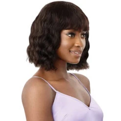 Perruque Naturelle Avec Frange Asami - Outré -Invisibobble® Magasin perruque bob ondulee wavy avec frange naturelle asami outre