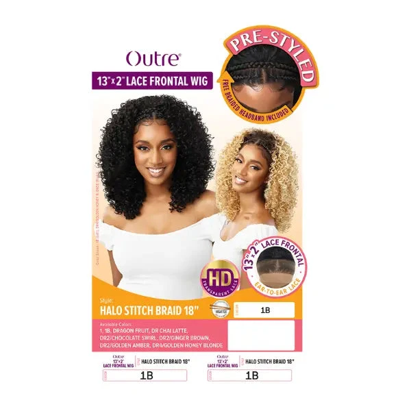 Perruque Lace Front 13X2 Noire Halo Stitch Braid 18 - Outre 4 Perruque Lace Front 13X2 Noire Halo Stitch Braid 18 - Outre – Image 4