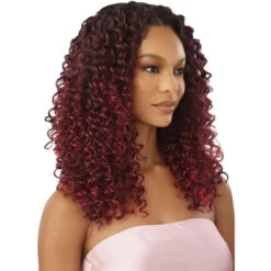 Perruque Lace HD+ Bouclée Dominican Curly - Outré -Invisibobble® Magasin perruque lace front dentelle curly bouclee bordeaux ombre outre airtied dominican curly 22