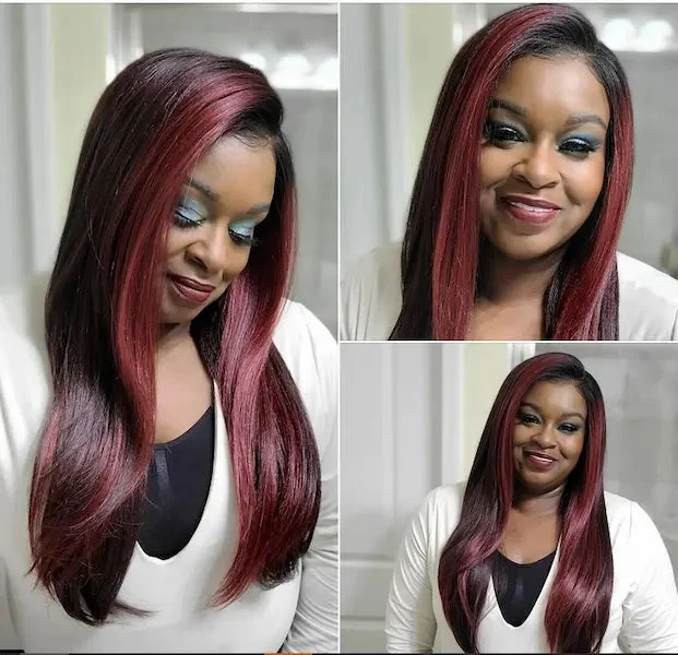 Perruque Lace Front 13X5 Burgundy Declan - Outré 6 Perruque Lace Front 13X5 Burgundy Declan - Outré – Image 6