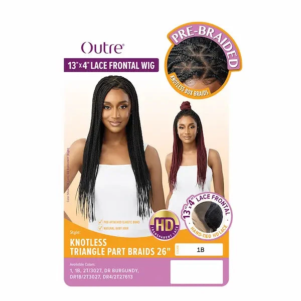 Perruque Lace Wig Tressée 13X4 Burgundy Knotless Triangle Part Braids - Outré 2 Perruque Lace Wig Tressée 13X4 Burgundy Knotless Triangle Part Braids - Outré – Image 2