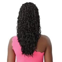 Postiche Bouclée Noir Deep Wave- Outre -Invisibobble® Magasin postiche deep wave noir ponytail extension outre dos